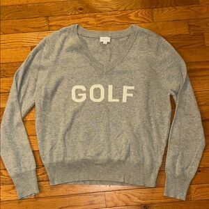 Le Lis Sz XL NWOTs Gray V-Neck Sweater with 'GOLF' Print